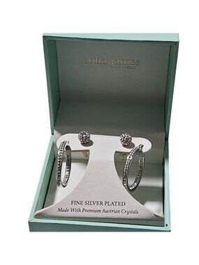 Sofia James Fine Silver Plated Hoop Stud Earring Set Austrian Crystal Gift Women